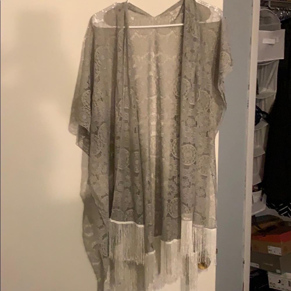 Crochet gray shawl